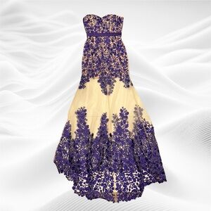 Sherri‎ Hill Purple Nude Gown #1935 Size 2 Embroidered Rhinestones